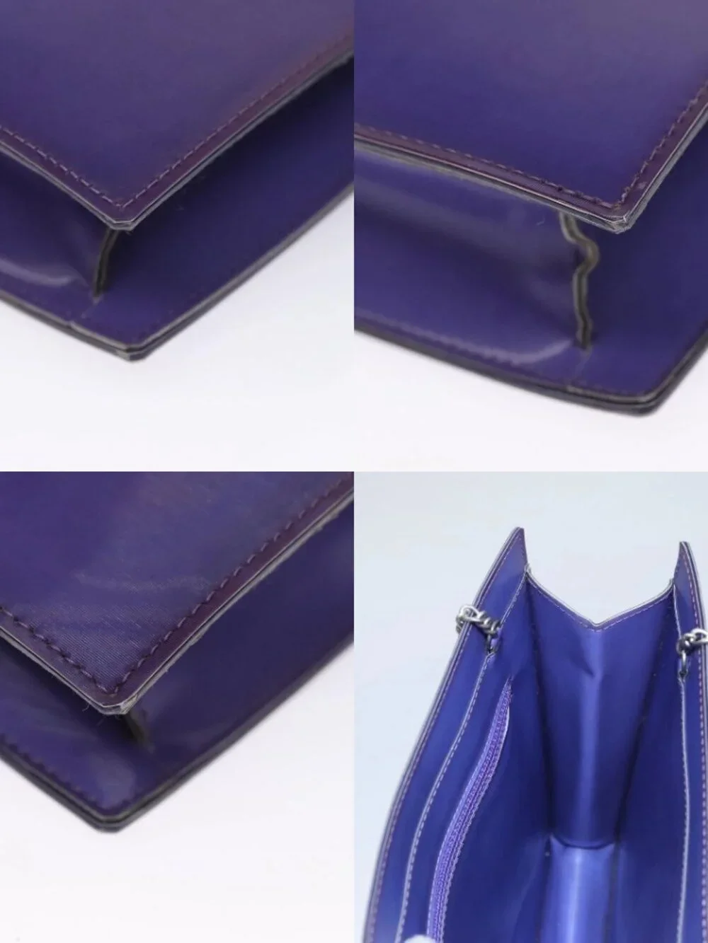 CHANEL Hologram Chain Shoulder Bag Vinyl Purple CC Auth bs21582